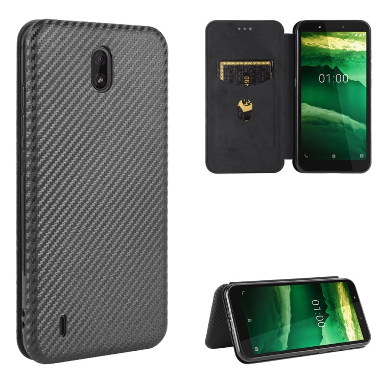 For Nokia C1 Carbon Fiber Texture Horizontal Flip TPU + PC + PU Leather Case with Card Slot