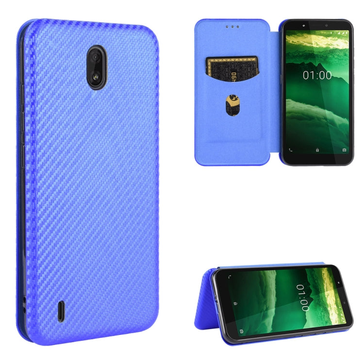 For Nokia C1 Carbon Fiber Texture Horizontal Flip TPU + PC + PU Leather Case with Card Slot