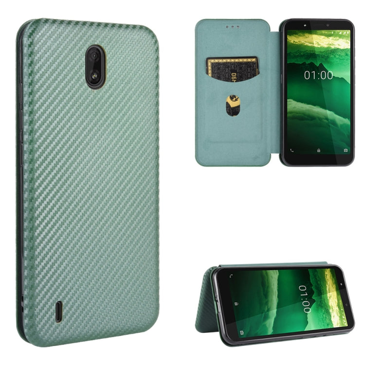For Nokia C1 Carbon Fiber Texture Horizontal Flip TPU + PC + PU Leather Case with Card Slot