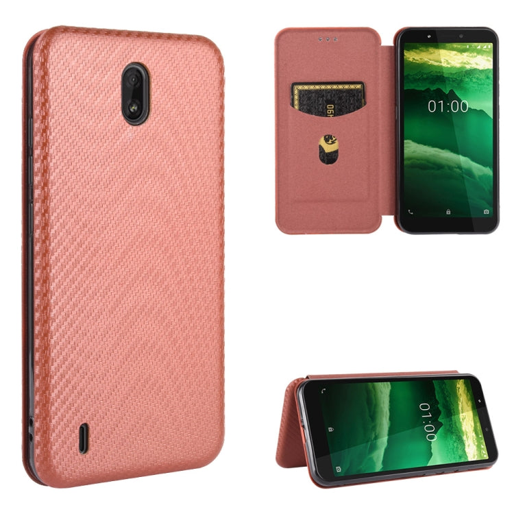 For Nokia C1 Carbon Fiber Texture Horizontal Flip TPU + PC + PU Leather Case with Card Slot