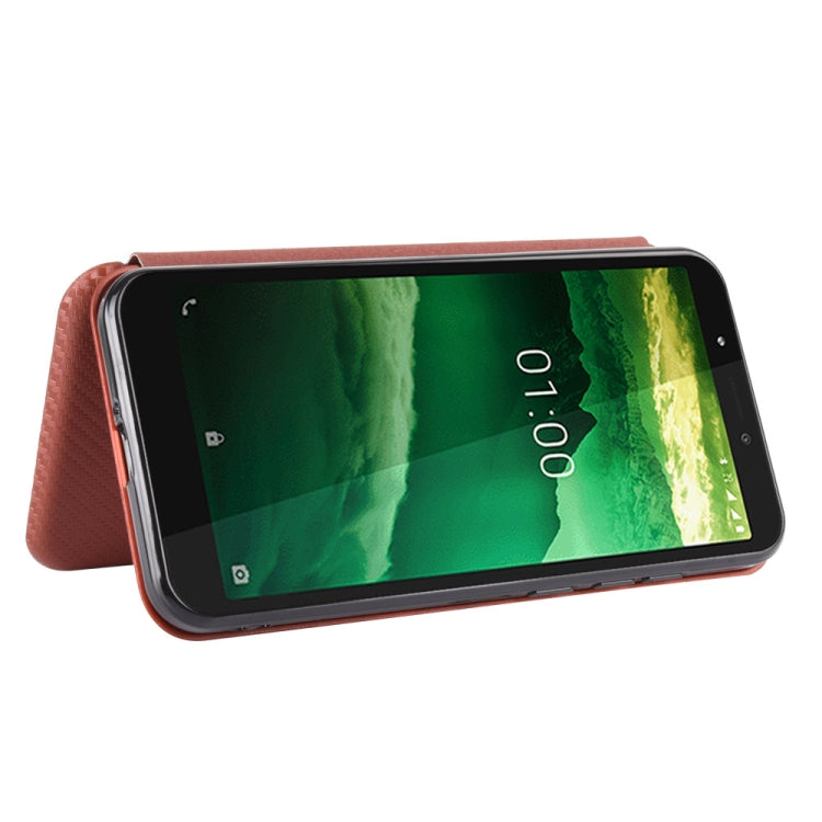 For Nokia C1 Carbon Fiber Texture Horizontal Flip TPU + PC + PU Leather Case with Card Slot
