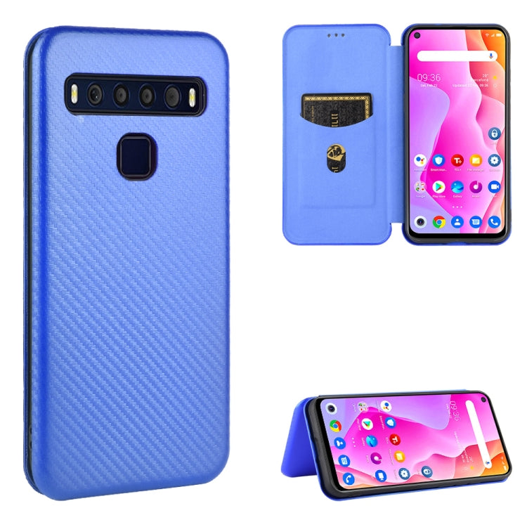 For TCL 10 Lite Carbon Fiber Texture Horizontal Flip TPU + PC + PU Leather Case with Card Slot
