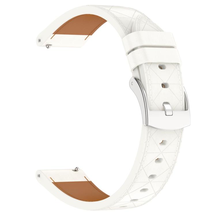 20mm Square Leather Silver Buckle Watch Band