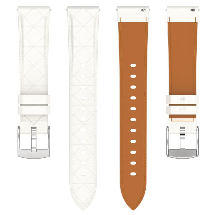 20mm Square Leather Silver Buckle Watch Band