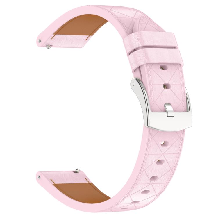 20mm Square Leather Silver Buckle Watch Band