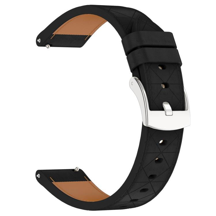 20mm Square Leather Silver Buckle Watch Band