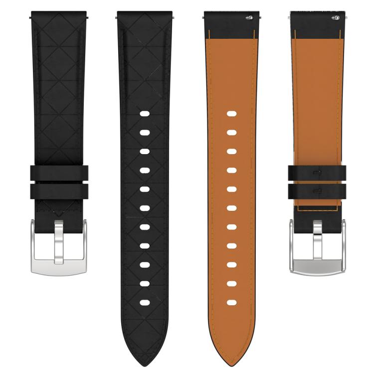20mm Square Leather Silver Buckle Watch Band