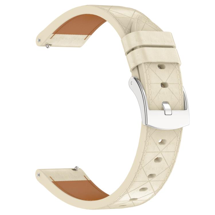 20mm Square Leather Silver Buckle Watch Band