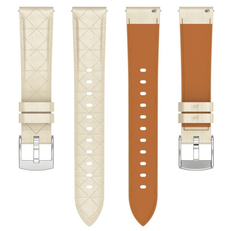 20mm Square Leather Silver Buckle Watch Band