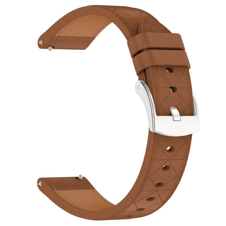 20mm Square Leather Silver Buckle Watch Band
