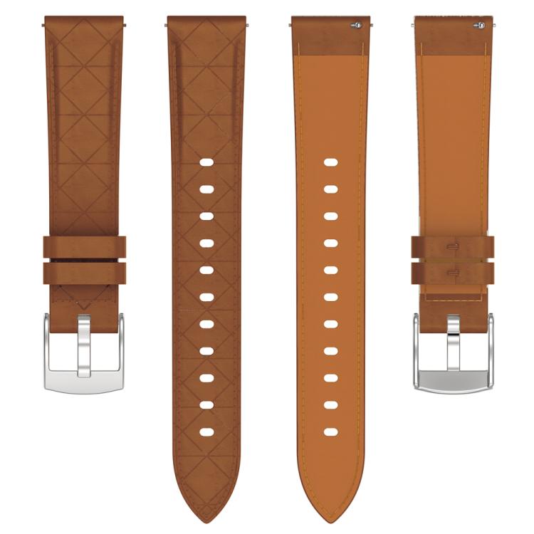 20mm Square Leather Silver Buckle Watch Band