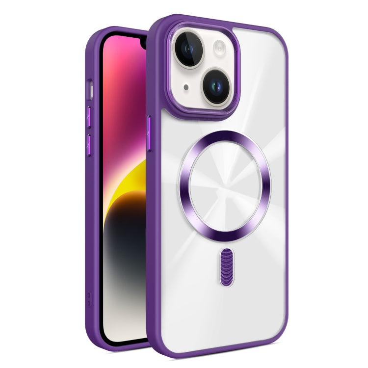 For iPhone 14 Plus Glaring CD Texture MagSafe Phone Case