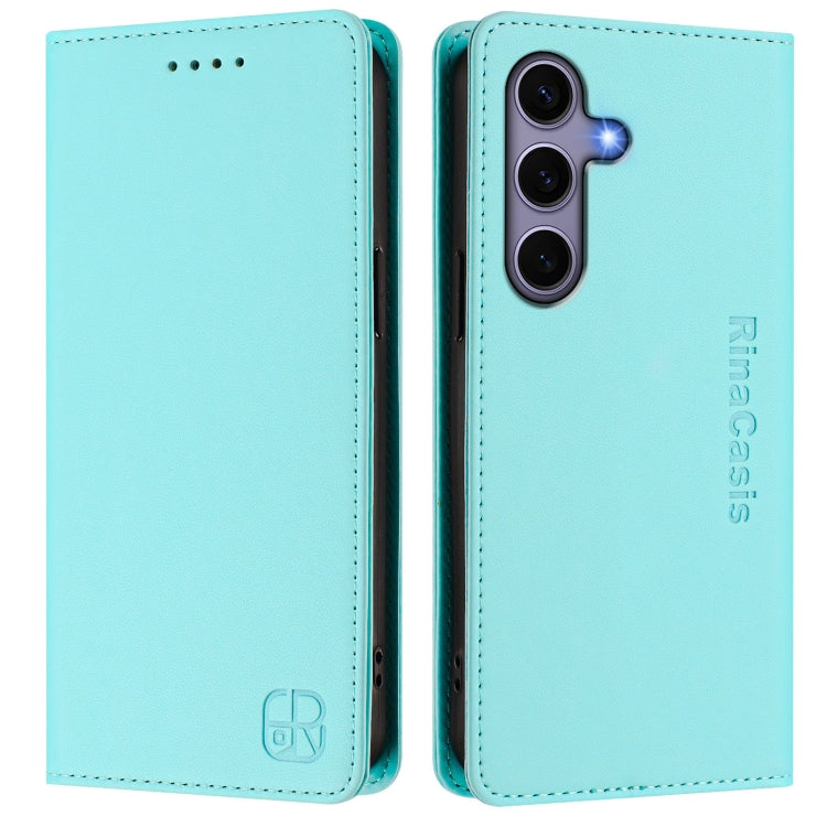 For Galaxy S24 / S25 5G RC01 Dual-Folded Magnetic Suction RFID Leather Phone Case
