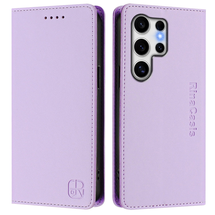 For Galaxy S24 Ultra 5G RC01 Dual-Folded Magnetic Suction RFID Leather Phone Case
