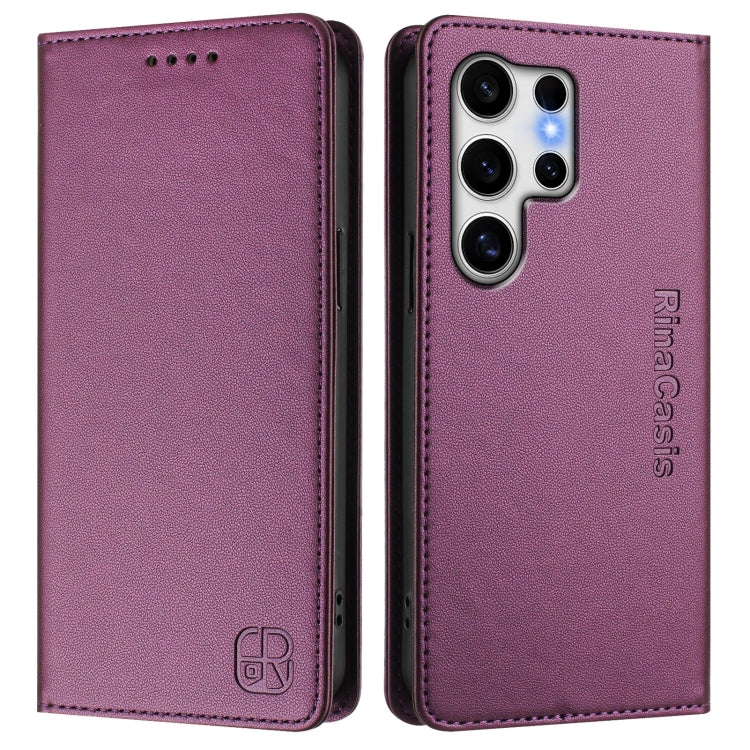For Galaxy S24 Ultra 5G RC01 Dual-Folded Magnetic Suction RFID Leather Phone Case