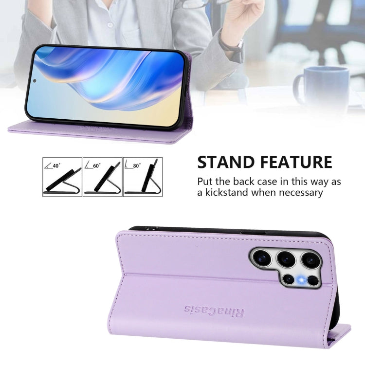 For Galaxy S25 Ultra 5G RC01 Dual-Folded Magnetic Suction RFID Leather Phone Case