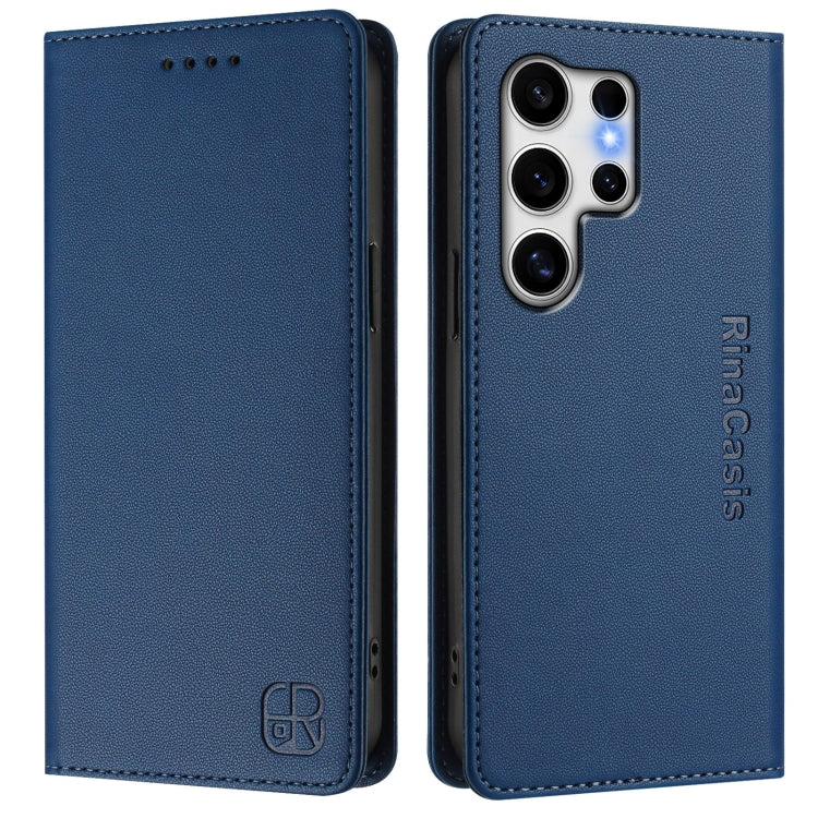 For Galaxy S25 Ultra 5G RC01 Dual-Folded Magnetic Suction RFID Leather Phone Case