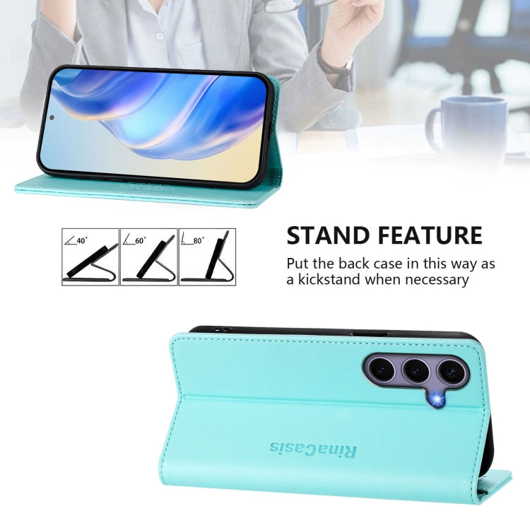 For Galaxy S24 FE 5G RC01 Dual-Folded Magnetic Suction RFID Leather Phone Case