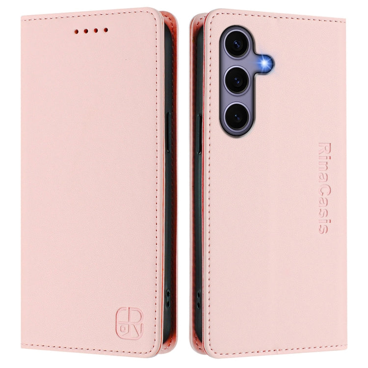 For Galaxy S24 FE 5G RC01 Dual-Folded Magnetic Suction RFID Leather Phone Case