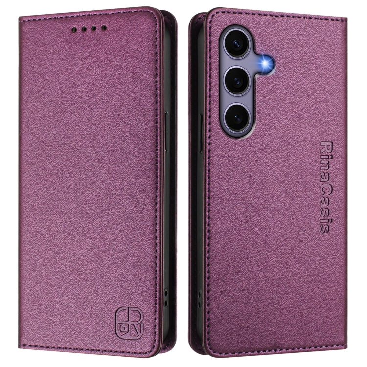 For Galaxy S24 FE 5G RC01 Dual-Folded Magnetic Suction RFID Leather Phone Case