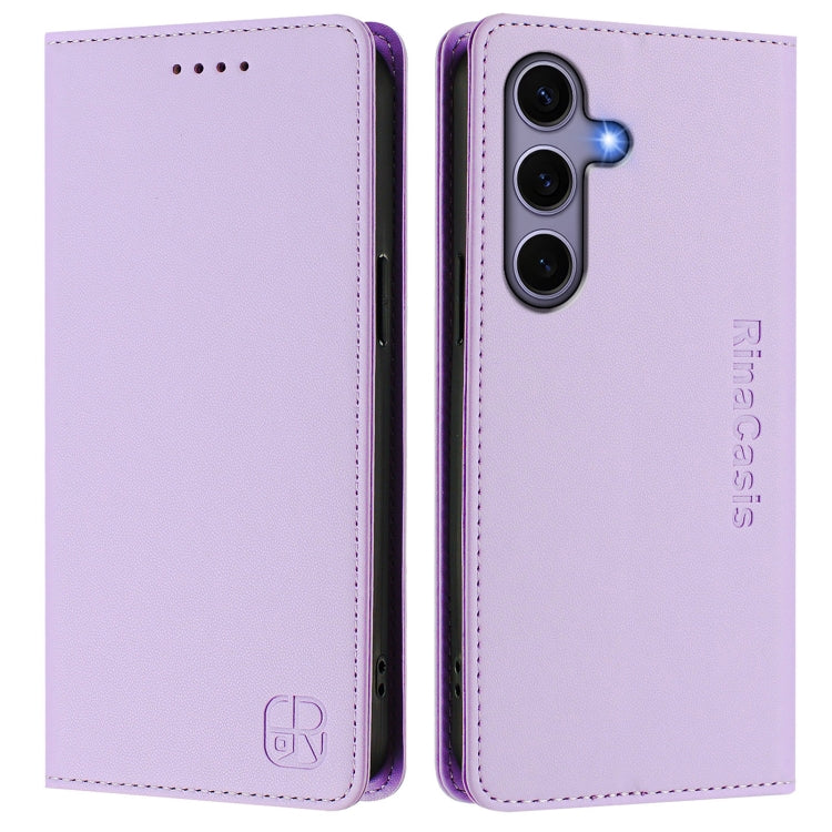 For Galaxy S23 FE 5G RC01 Dual-Folded Magnetic Suction RFID Leather Phone Case