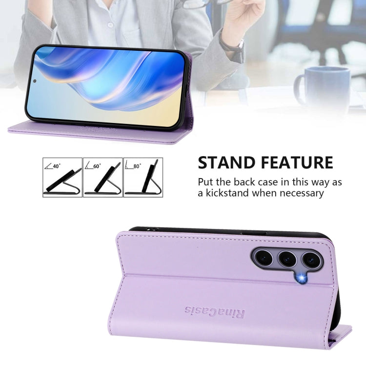 For Galaxy S23 FE 5G RC01 Dual-Folded Magnetic Suction RFID Leather Phone Case