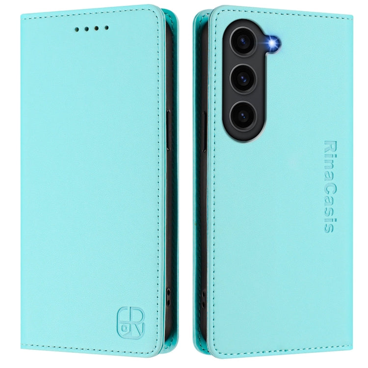 For Galaxy S23 5G RC01 Dual-Folded Magnetic Suction RFID Leather Phone Case