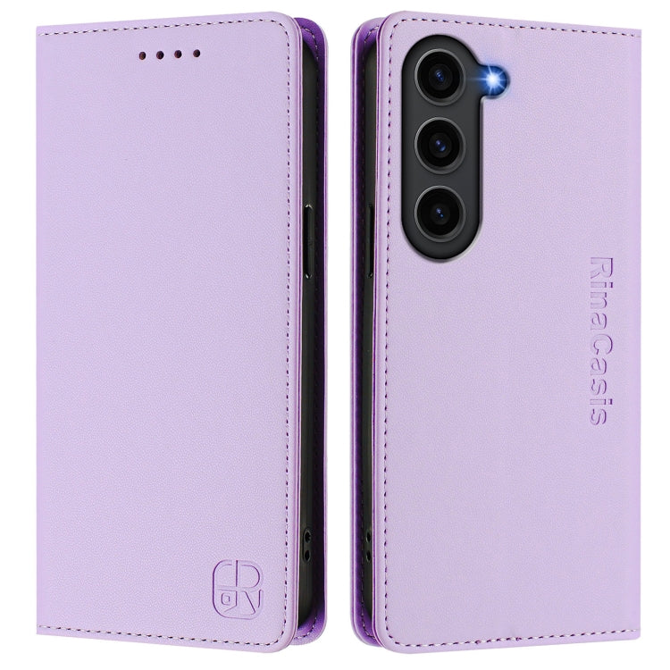 For Galaxy S23 5G RC01 Dual-Folded Magnetic Suction RFID Leather Phone Case