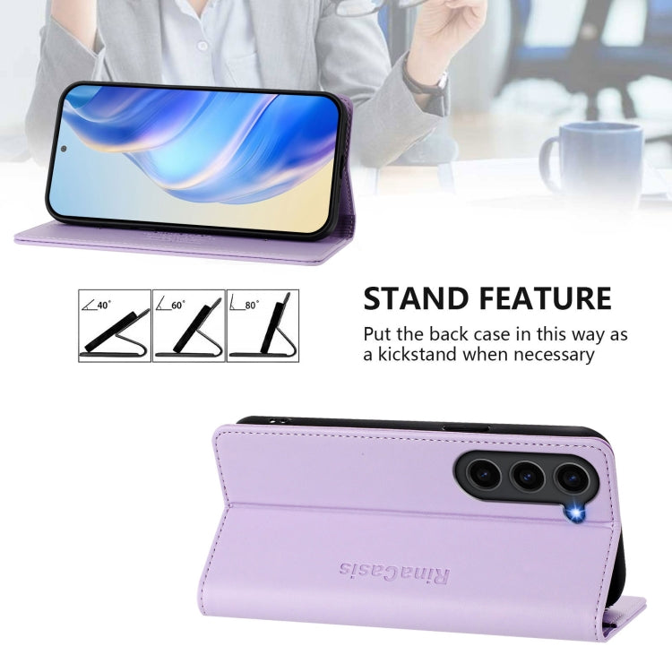 For Galaxy S23 5G RC01 Dual-Folded Magnetic Suction RFID Leather Phone Case
