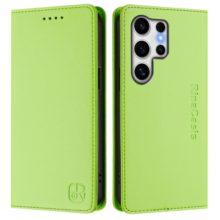 For Galaxy S23 Ultra 5G RC01 Dual-Folded Magnetic Suction RFID Leather Phone Case