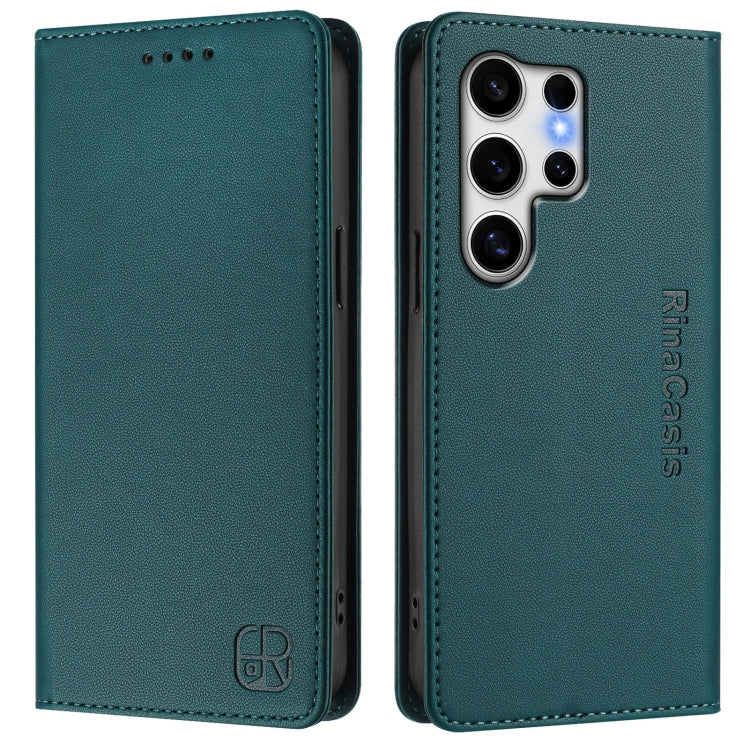For Galaxy S22 Ultra 5G RC01 Dual-Folded Magnetic Suction RFID Leather Phone Case