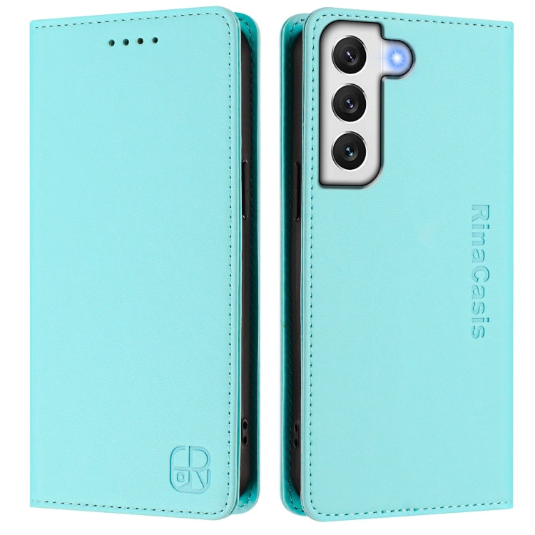 For Galaxy S22+ 5G RC01 Dual-Folded Magnetic Suction RFID Leather Phone Case