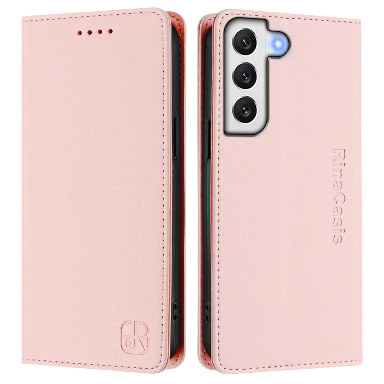 For Galaxy S22+ 5G RC01 Dual-Folded Magnetic Suction RFID Leather Phone Case