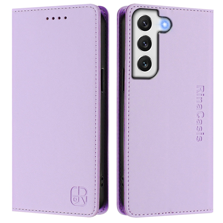 For Galaxy S22+ 5G RC01 Dual-Folded Magnetic Suction RFID Leather Phone Case