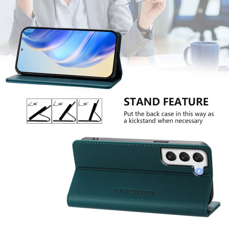 For Galaxy S22+ 5G RC01 Dual-Folded Magnetic Suction RFID Leather Phone Case