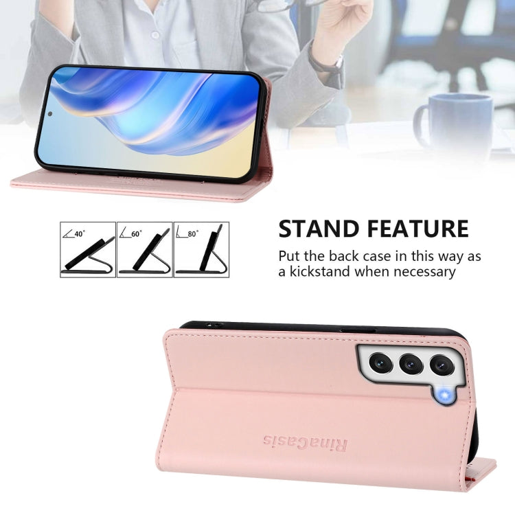 For Galaxy S21 5G RC01 Dual-Folded Magnetic Suction RFID Leather Phone Case