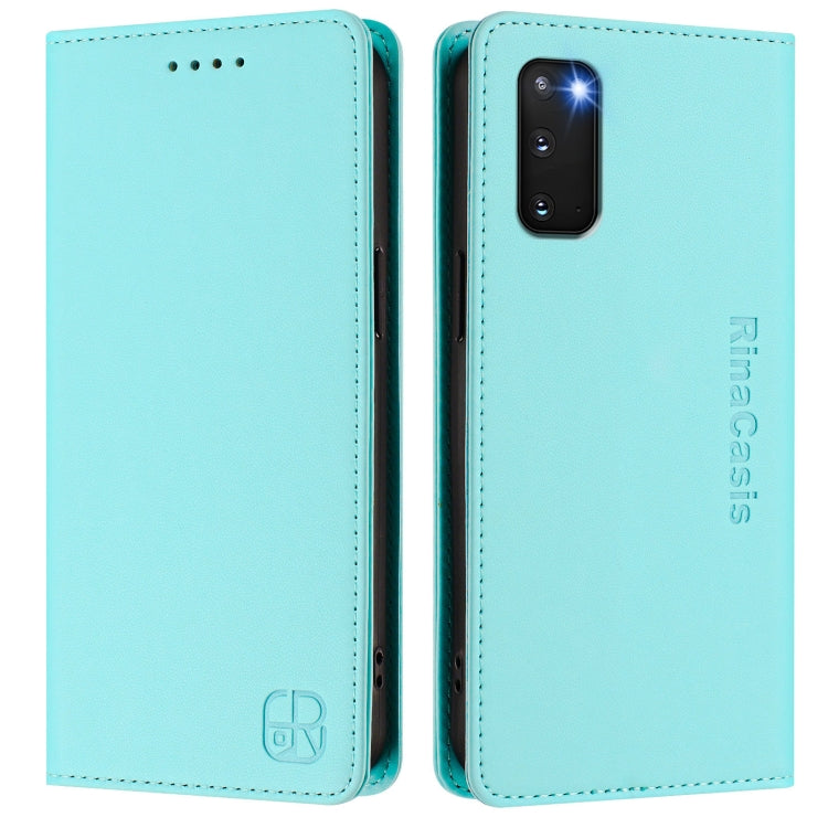 For Galaxy S20 RC01 Dual-Folded Magnetic Suction RFID Leather Phone Case