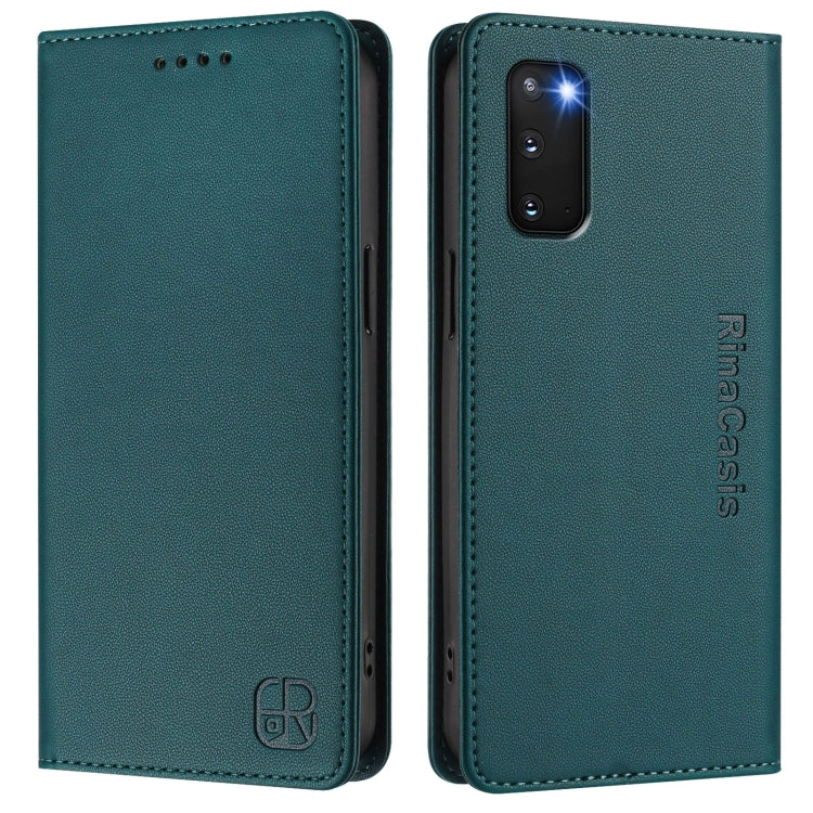 For Galaxy S20 RC01 Dual-Folded Magnetic Suction RFID Leather Phone Case