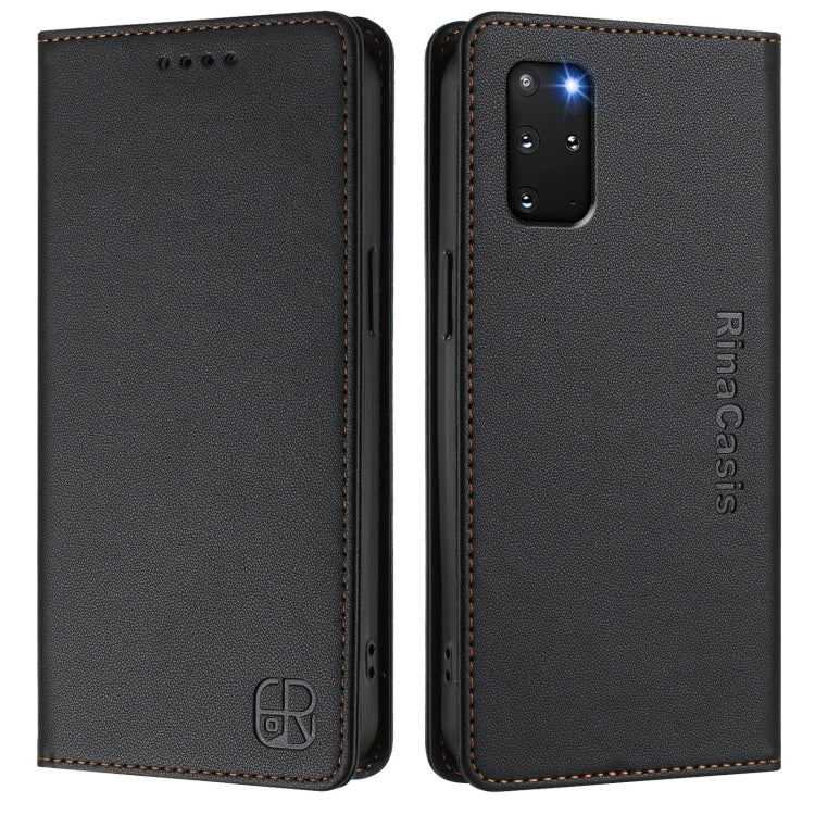 For Galaxy S20+ RC01 Dual-Folded Magnetic Suction RFID Leather Phone Case