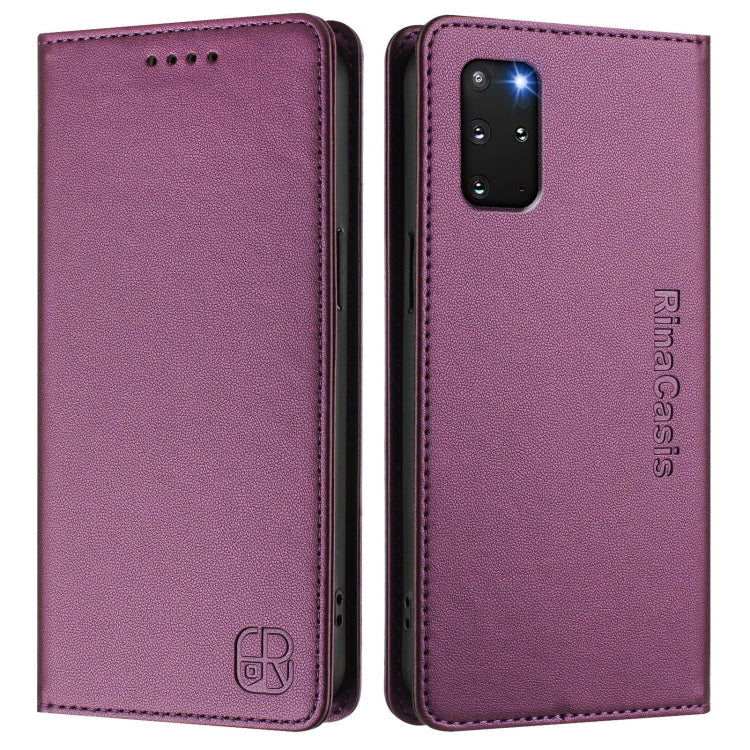 For Galaxy S20+ RC01 Dual-Folded Magnetic Suction RFID Leather Phone Case