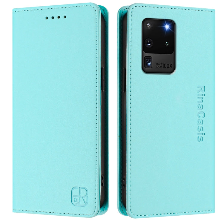 For Galaxy S20 Ultra RC01 Dual-Folded Magnetic Suction RFID Leather Phone Case