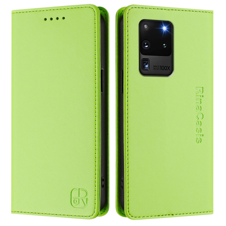 For Galaxy S20 Ultra RC01 Dual-Folded Magnetic Suction RFID Leather Phone Case