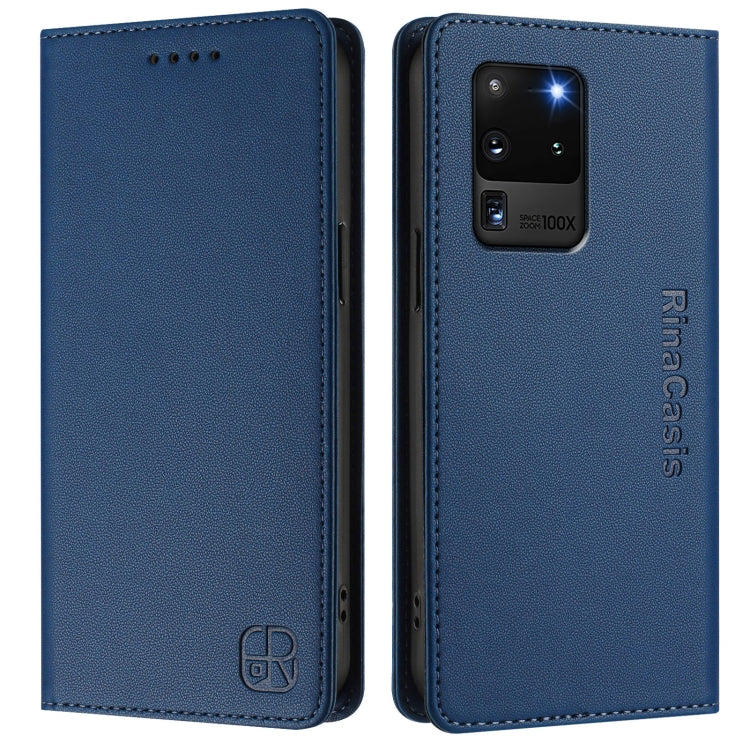 For Galaxy S20 Ultra RC01 Dual-Folded Magnetic Suction RFID Leather Phone Case
