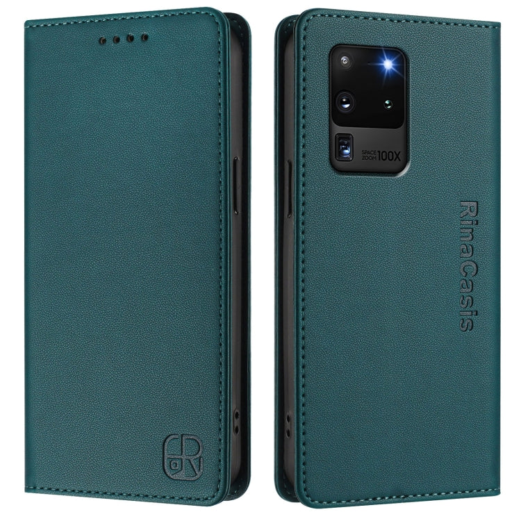 For Galaxy S20 Ultra RC01 Dual-Folded Magnetic Suction RFID Leather Phone Case