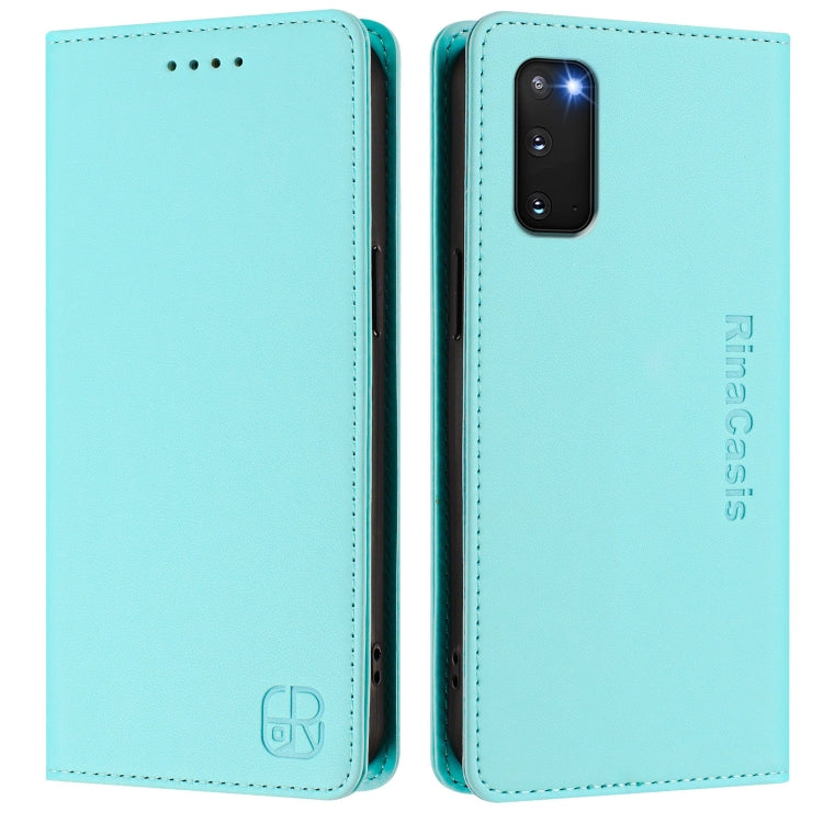For Galaxy S20 FE RC01 Dual-Folded Magnetic Suction RFID Leather Phone Case