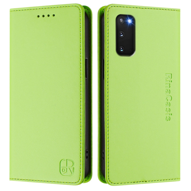 For Galaxy S20 FE RC01 Dual-Folded Magnetic Suction RFID Leather Phone Case