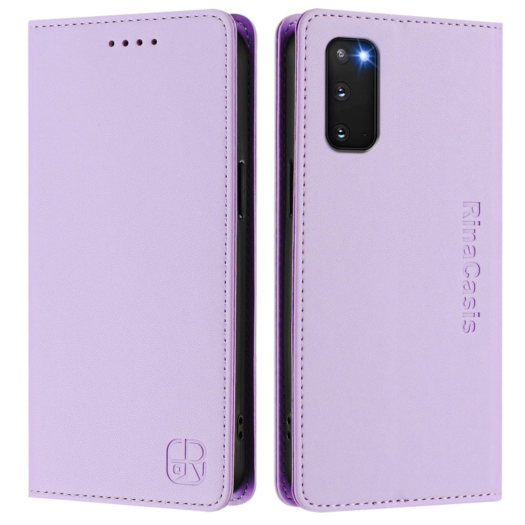 For Galaxy S20 FE RC01 Dual-Folded Magnetic Suction RFID Leather Phone Case
