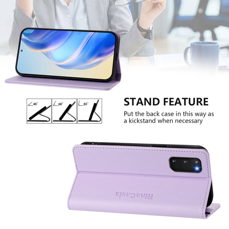 For Galaxy S20 FE RC01 Dual-Folded Magnetic Suction RFID Leather Phone Case