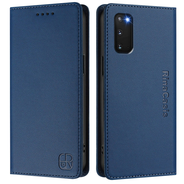For Galaxy S20 FE RC01 Dual-Folded Magnetic Suction RFID Leather Phone Case