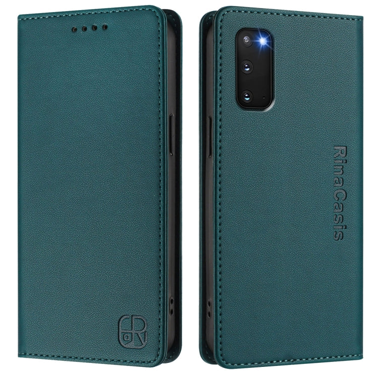 For Galaxy S20 FE RC01 Dual-Folded Magnetic Suction RFID Leather Phone Case